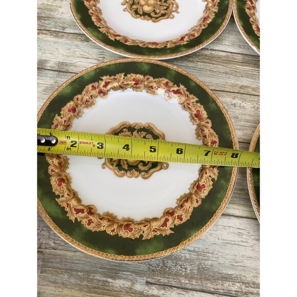 Set of 4 American Atelier Noel Salad Dessert Plates 8” Green Gold Red Holiday - Picture 9 of 13